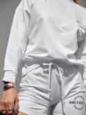 Set sport dama, hanorac, pantaloni scurti, alb FI757 - Magazin online - Boutique